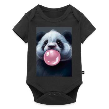 Kaugummi-Panda - Baby Premium Kurzarmbody - Schwarz - Vorne