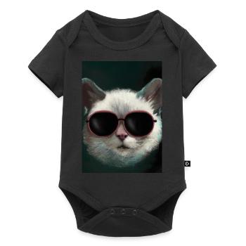 Katze mit Sonnenbrille - Baby Premium Kurzarmbody - Schwarz - Vorne