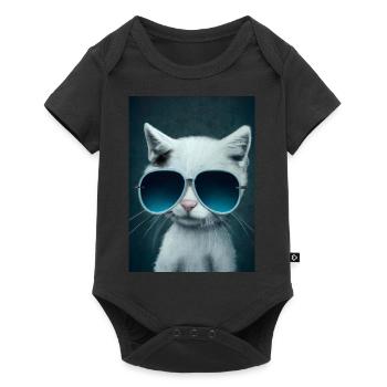 Katze mit Sonnenbrille - Baby Premium Kurzarmbody - Schwarz - Vorne