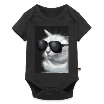 Katze mit Sonnenbrille - Baby Premium Kurzarmbody - Schwarz - Vorne