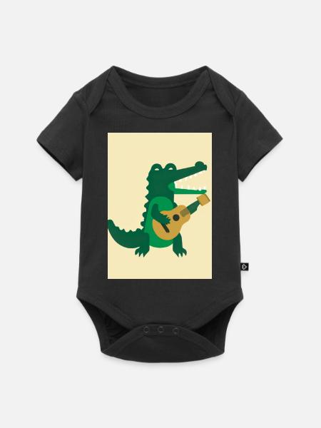 Krokodil spielt Gitarre - Baby Premium Kurzarmbody - Schwarz