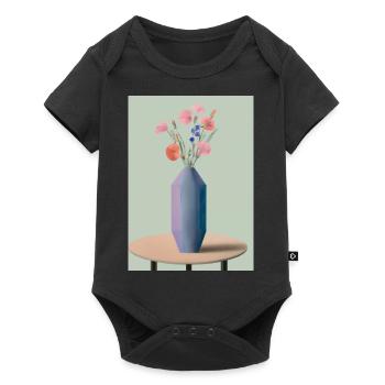 Fancy Blumen Vase - Baby Premium Kurzarmbody - Schwarz - Vorne