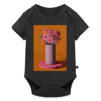 Fancy Blumen Vase - Baby Premium Kurzarmbody - Schwarz - Vorne