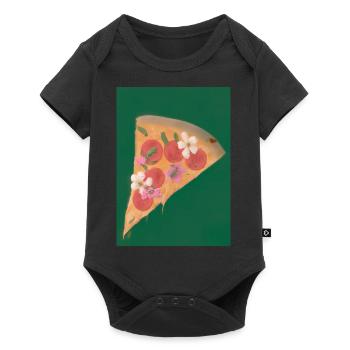 Blümchen-Pizza - Baby Premium Kurzarmbody - Schwarz - Vorne