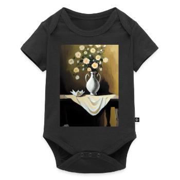 Fancy Blumen Vase - Baby Premium Kurzarmbody - Schwarz - Vorne