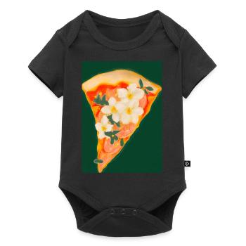 Blümchen-Pizza - Baby Premium Kurzarmbody - Schwarz - Vorne