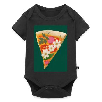 Blümchen-Pizza - Baby Premium Kurzarmbody - Schwarz - Vorne