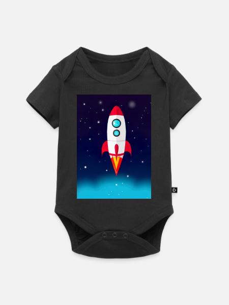 Fliegende Weltraumrakete - Baby Premium Kurzarmbody - Schwarz