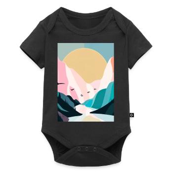 Wald Berge Sonnenuntergang - Baby Premium Kurzarmbody - Schwarz - Vorne