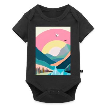 Wald Berge Sonnenuntergang - Baby Premium Kurzarmbody - Schwarz - Vorne