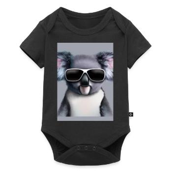 Koala mit Sonnenbrille - Baby Premium Kurzarmbody - Schwarz - Vorne