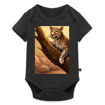 Leopard liegt auf Baum - Baby Premium Kurzarmbody - Schwarz - Vorne