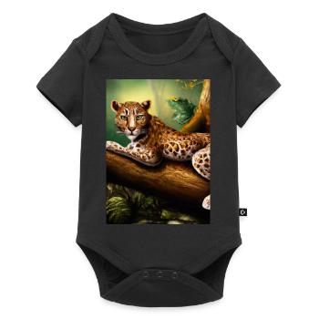 Leopard liegt auf Baum - Baby Premium Kurzarmbody - Schwarz - Vorne