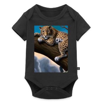 Leopard liegt auf Baum - Baby Premium Kurzarmbody - Schwarz - Vorne