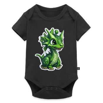 Bébé dragon, mignon, heureux, souriant - Body à manches courtes Premium Bébé - noir - Devant