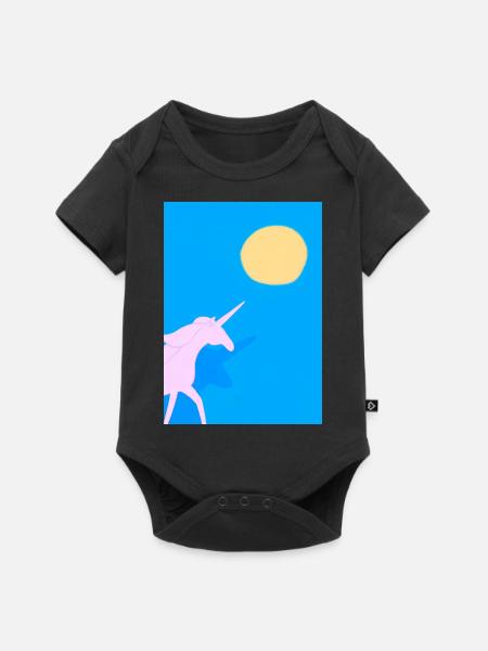 Minimales Einhorn - Baby Premium Kurzarmbody - Schwarz