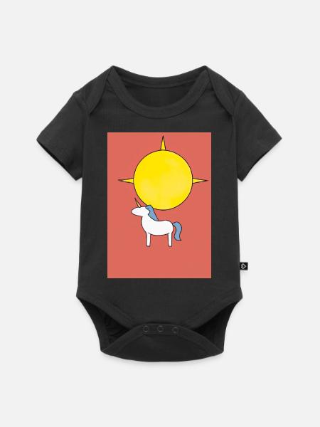 Minimales Einhorn - Baby Premium Kurzarmbody - Schwarz