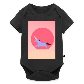 Minimales Einhorn - Baby Premium Kurzarmbody - Schwarz - Vorne