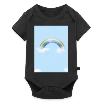 Regenbogen und Wolken - Baby Premium Kurzarmbody - Schwarz - Vorne