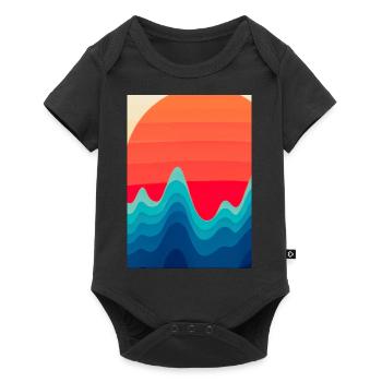 Retro Berge und Sonne - Baby Premium Kurzarmbody - Schwarz - Vorne