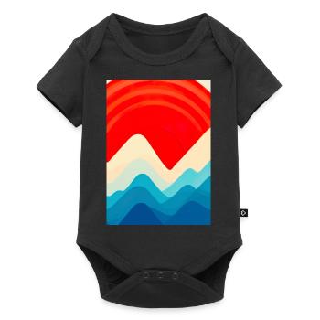 Retro Berge und Sonne - Baby Premium Kurzarmbody - Schwarz - Vorne
