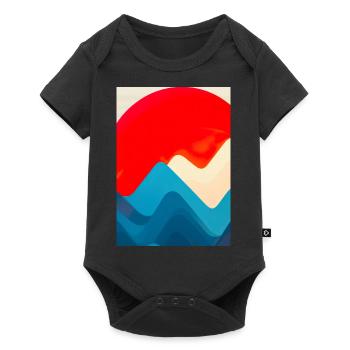 Retro Berge und Sonne - Baby Premium Kurzarmbody - Schwarz - Vorne
