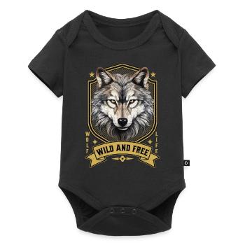 Wolf Wolf’s Head Nature Wilderness Adventure Art forestier - Body à manches courtes Premium Bébé - noir - Devant
