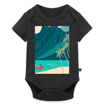 Surfen Strand - Baby Premium Kurzarmbody - Schwarz - Vorne