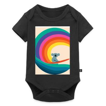 Surfender Regenbogen-Koala - Baby Premium Kurzarmbody - Schwarz - Vorne