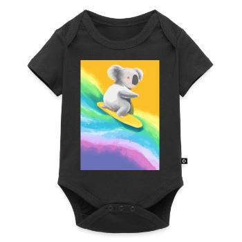 Surfender Regenbogen-Koala - Baby Premium Kurzarmbody - Schwarz - Vorne