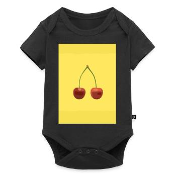 Zwei Kirschen - Baby Premium Kurzarmbody - Schwarz - Vorne