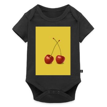 Zwei Kirschen - Baby Premium Kurzarmbody - Schwarz - Vorne