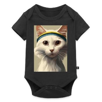 Tennis-Katze - Baby Premium Kurzarmbody - Schwarz - Vorne