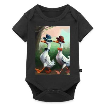 Zwei Enten - Baby Premium Kurzarmbody - Schwarz - Vorne