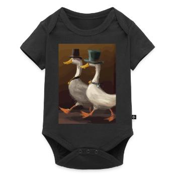 Zwei Enten - Baby Premium Kurzarmbody - Schwarz - Vorne