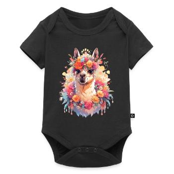 Lama - Baby Premium short-sleeve bodysuit - black - Front