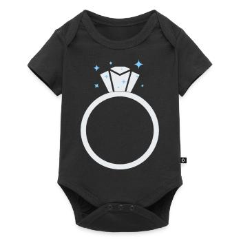 Bague de mariage en diamant - Body à manches courtes Premium Bébé - noir - Devant