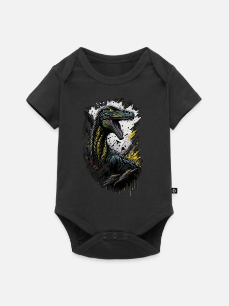 Velociraptor - Baby Premium Kurzarmbody - Schwarz
