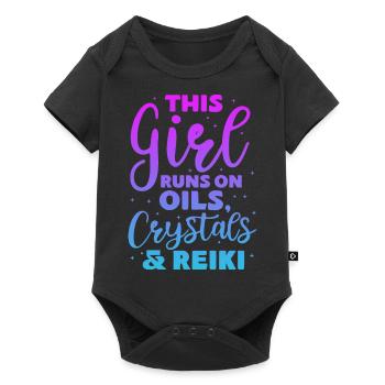 this girl runs on oils crystals and reiki Design - Baby Premium short-sleeve bodysuit - black - Front