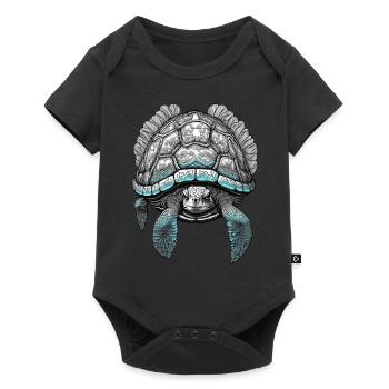 Stencil Colored Old Sea Turtle - Baby Premium short-sleeve bodysuit - black - Front