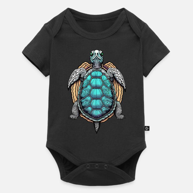Tortue psychédélique - Body à manches courtes Premium Bébé - noir