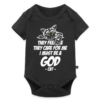 Amoureux des chats Ils me nourrissent Je dois être un dieu - Body à manches courtes Premium Bébé - noir - Devant
