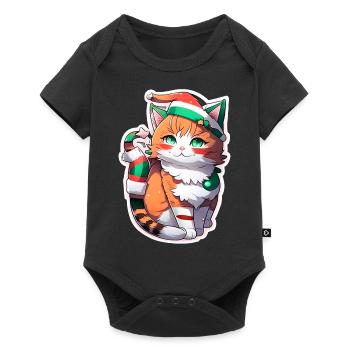 mignon petit chat de noel - Body à manches courtes Premium Bébé - noir - Devant