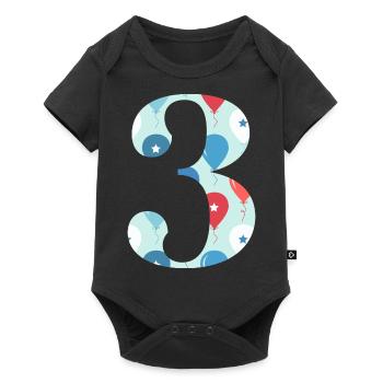 3rd anniversary balloon - Baby Premium short-sleeve bodysuit - black - Front