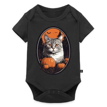 Chat d’Halloween - Body à manches courtes Premium Bébé - noir - Devant