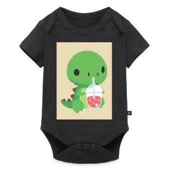 Niedliches Baby-Dinosaurier-Getränk Shake - Baby Premium Kurzarmbody - Schwarz - Vorne