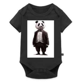 Meine Herren Panda - Baby Premium Kurzarmbody - Schwarz - Vorne