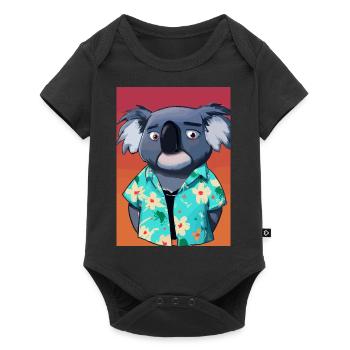 Koala mit Hawaii-Hemd - Baby Premium Kurzarmbody - Schwarz - Vorne