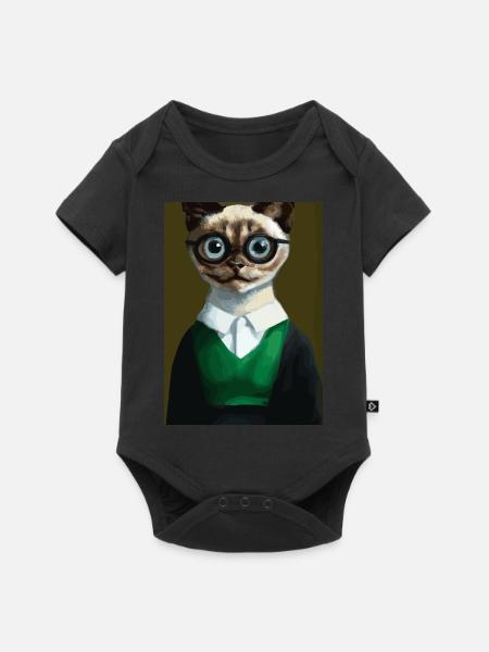 Nerd-Katze - Baby Premium Kurzarmbody - Schwarz