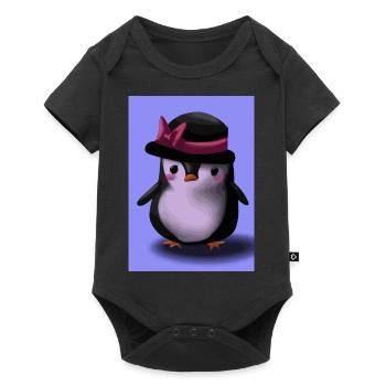 Pinguin mit niedlicher rosa Mütze - Baby Premium Kurzarmbody - Schwarz - Vorne